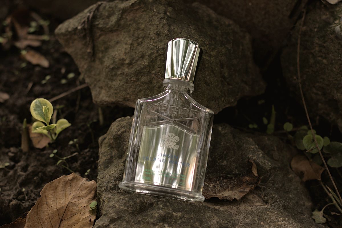 Creed Virgin Island Water bottle on a rock Creed Virgin Island Water Review (2024): Easy Summer Choice Creed Virgin Island Water - bottle on a rock